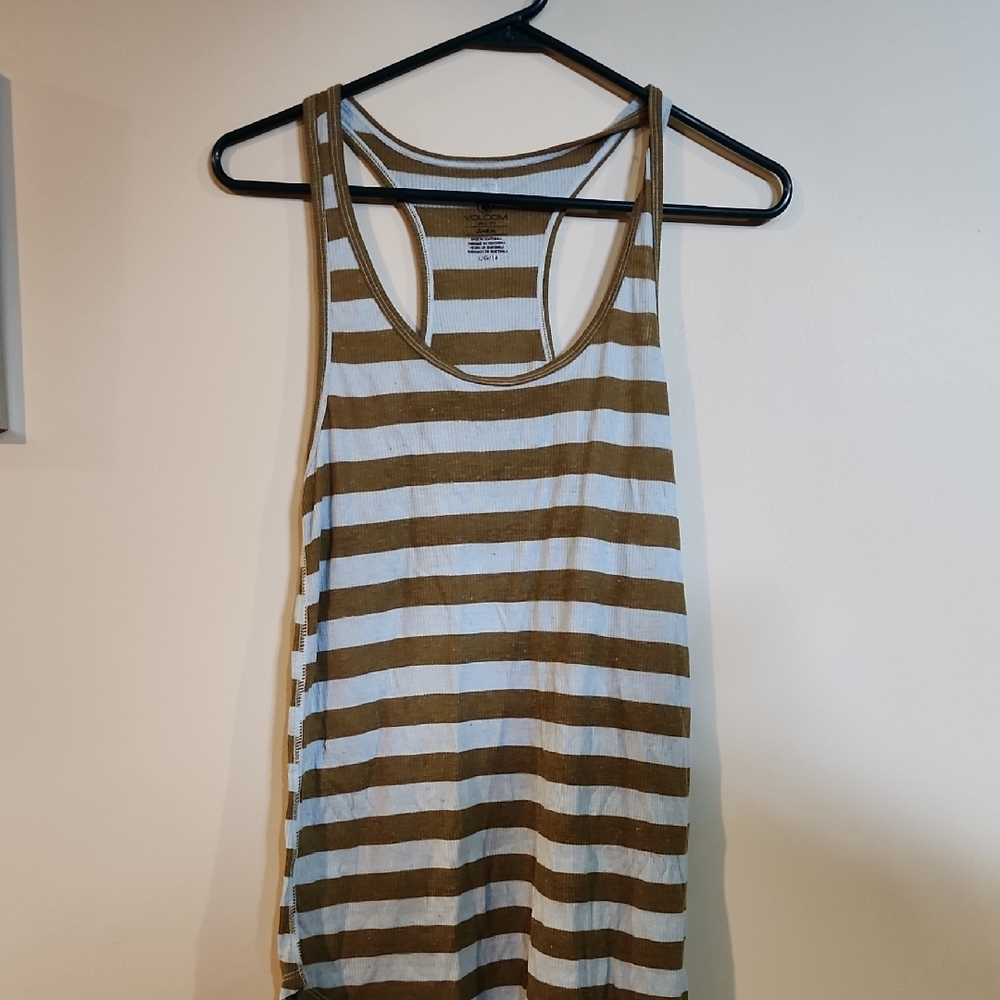 Volcom Striped Tank Top in Baby Blue And Olive Green